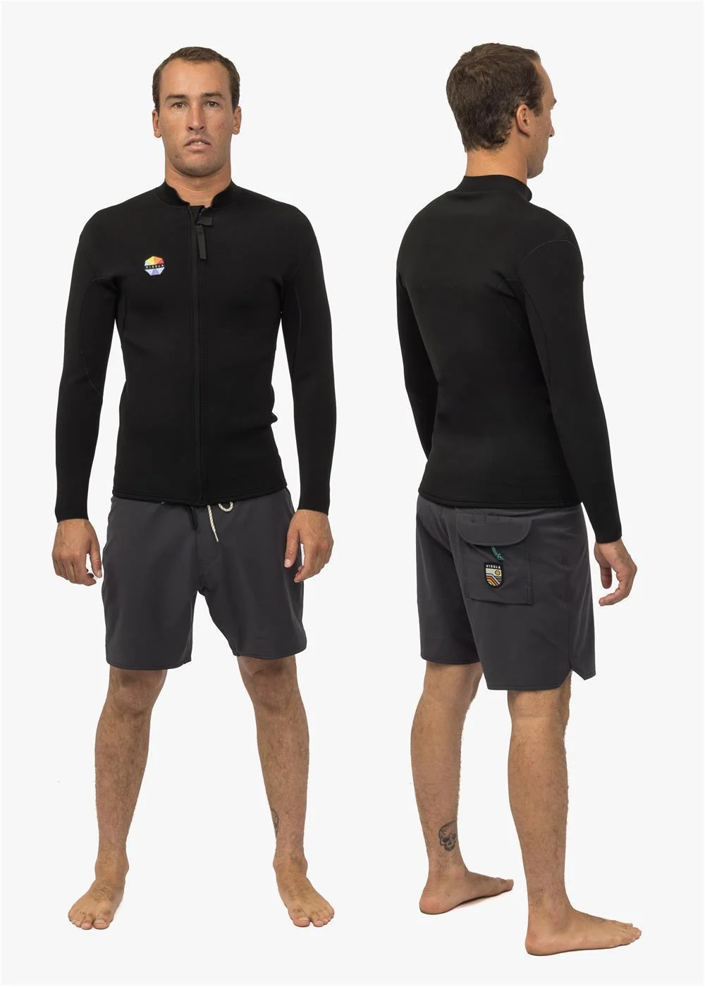 Solid Sets 2mm Front Zip Jacket, BLK - Image 4