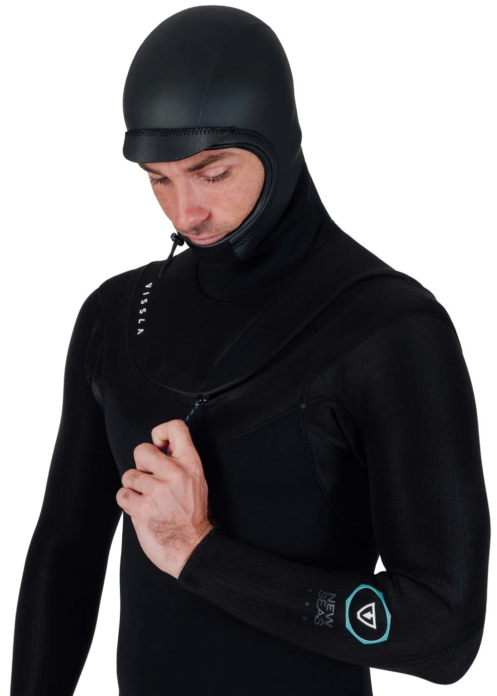 New Seas 5-4 U-Zip Hooded Wetsuit - BLK - Image 20