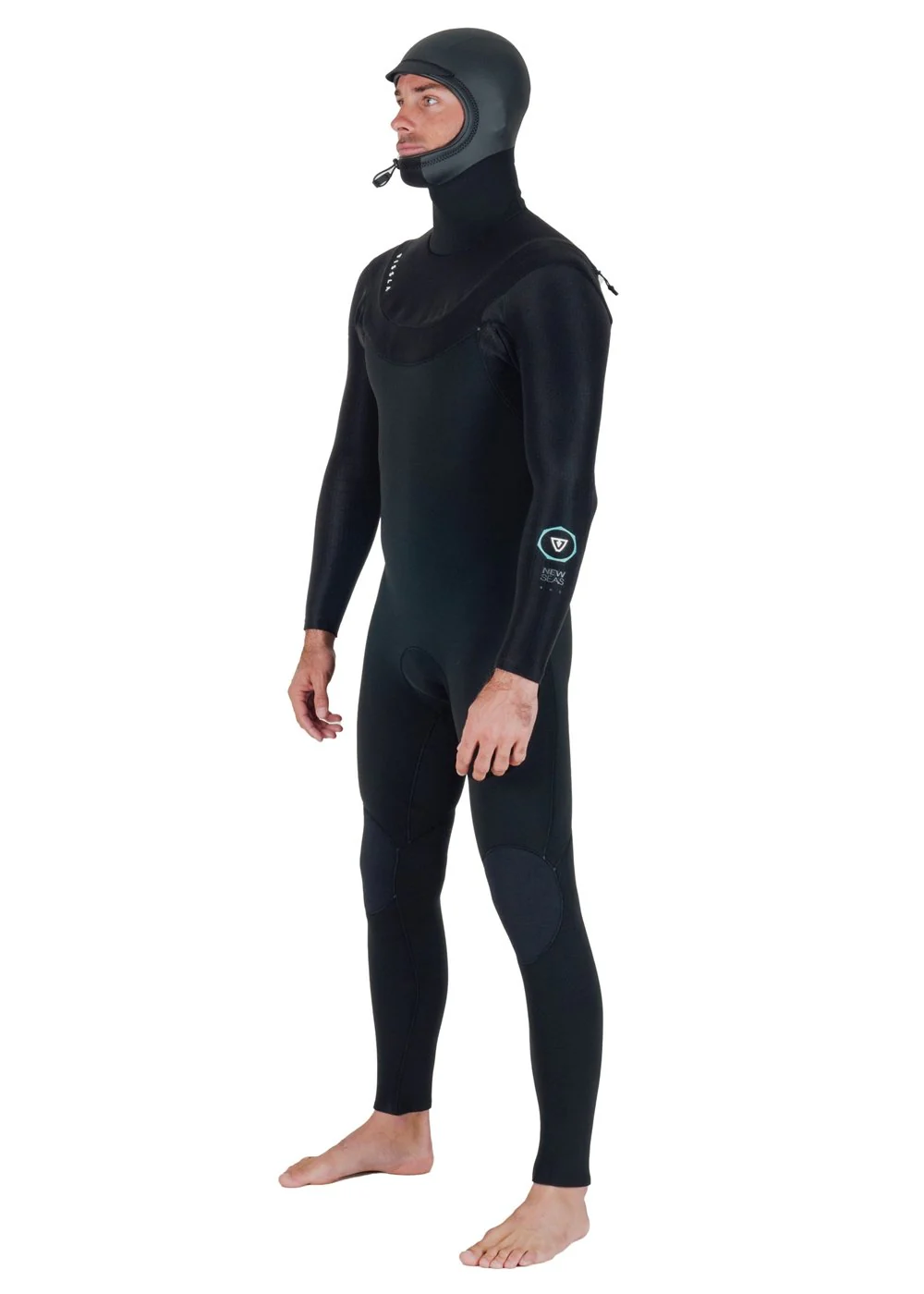 New Seas 5-4 U-Zip Hooded Wetsuit - BLK - Image 5